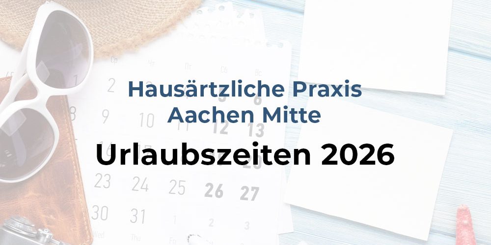 Beitragsbild zu den Urlaubszeiten 2026, Tisch mit Kalender und Reiseutensilien.